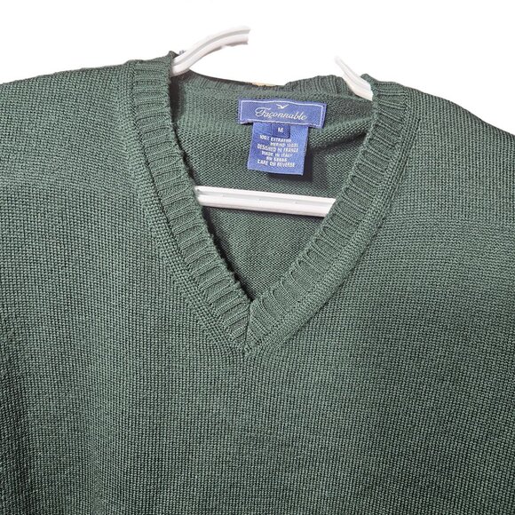 Faconnable Green Merino Wool V-Neck Sweater Vest Size M - Picture 3 of 4